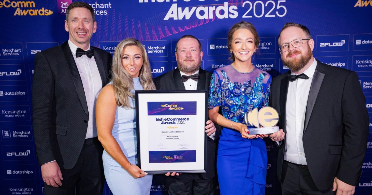 Me presenting the B2B eCommerce Site of the Year to Henderson Food Service